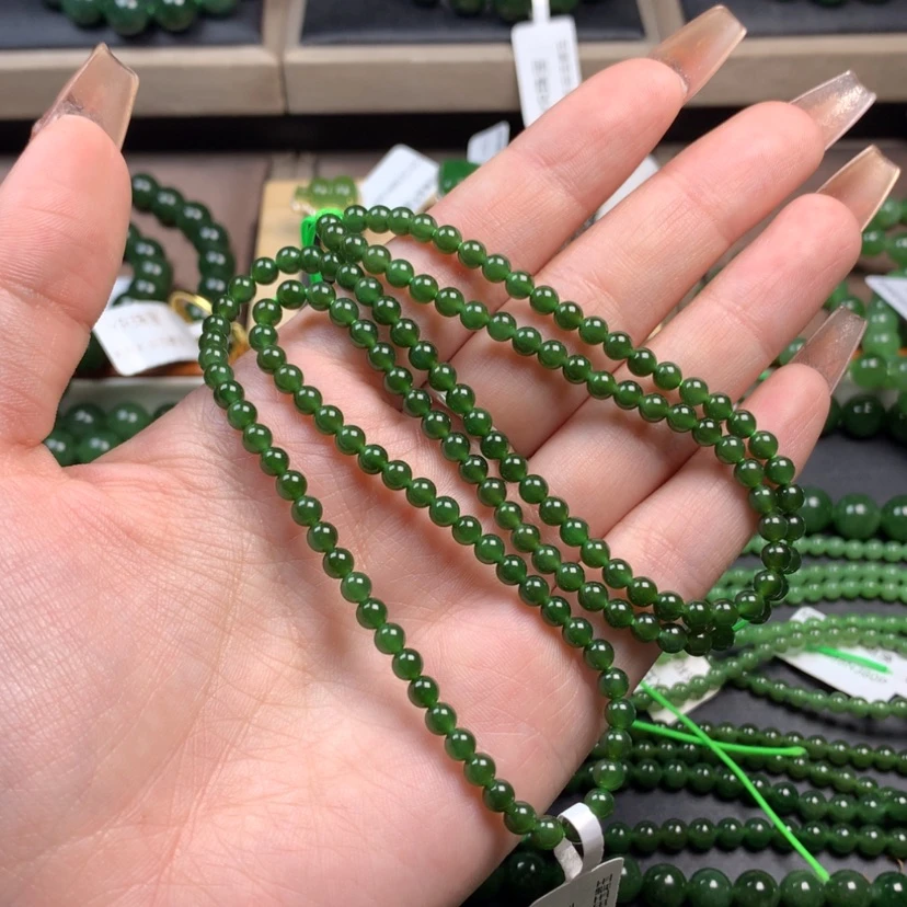 【闪购商品】和田玉（碧玉）颈饰未镶嵌4m菠菜绿