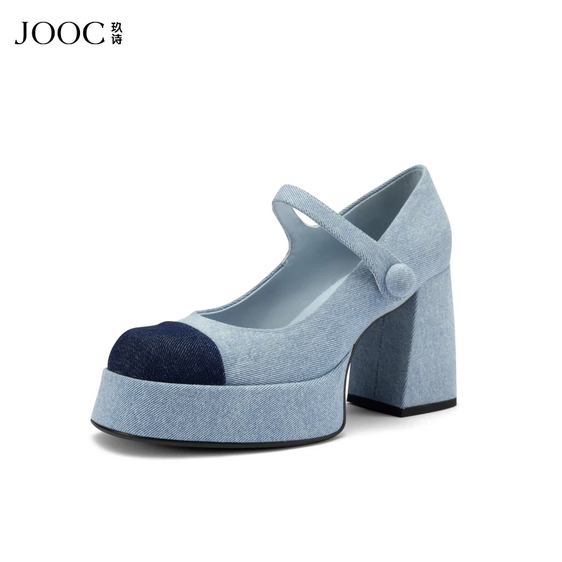 【牛仔很忙】JOOC玖诗玛丽珍鞋女春季新款复古粗跟高跟鞋单鞋