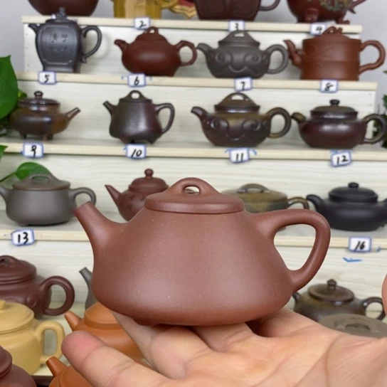 紫砂茶壶风釉羊角山紫泥140cc半手工