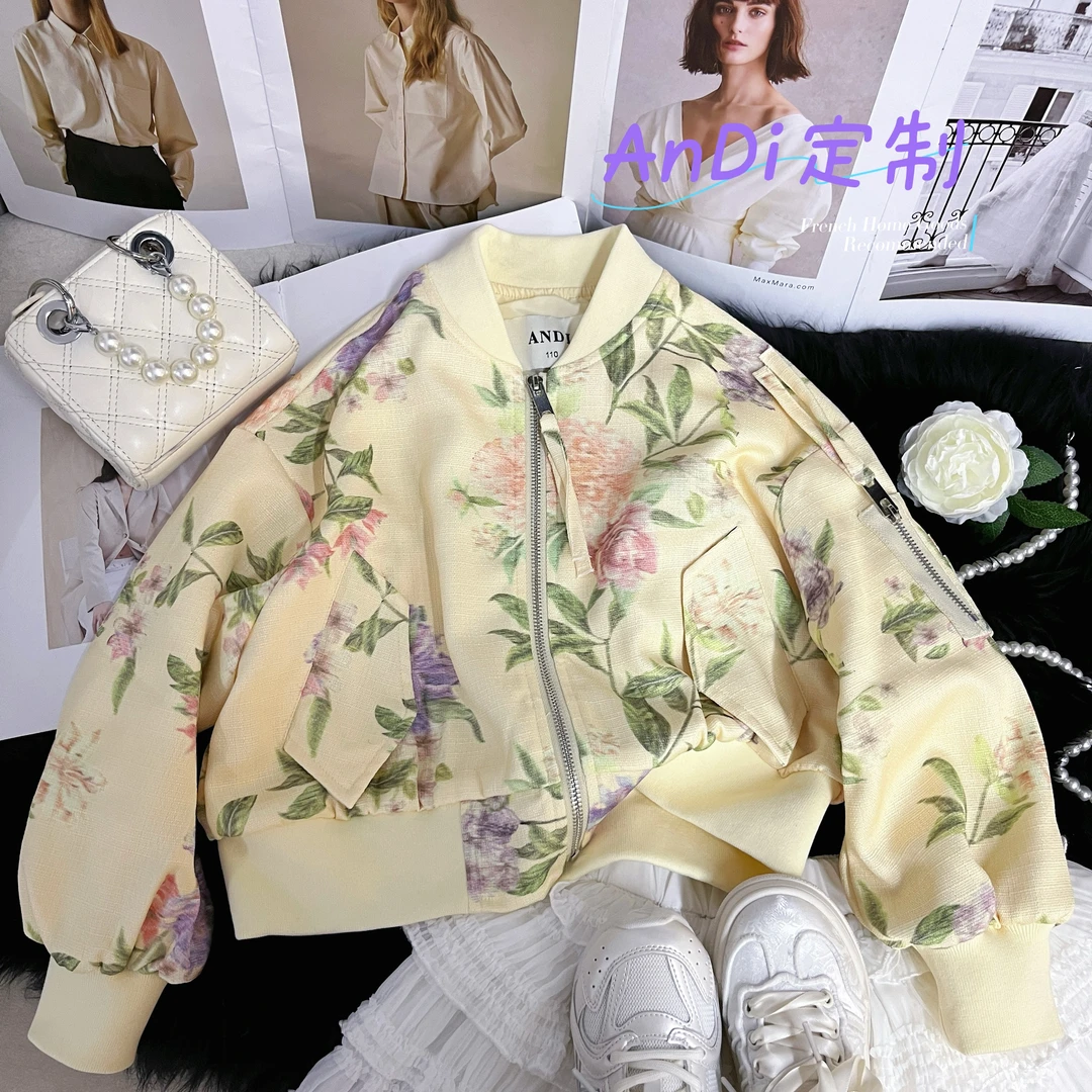 〖ANDI〗订制春季新款中大童设计款女童洋气时尚棒球服外套3497