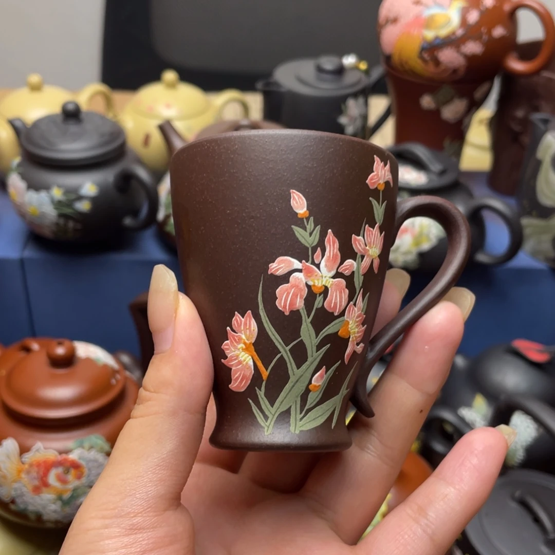 紫泥茶杯紫砂主人杯100cv