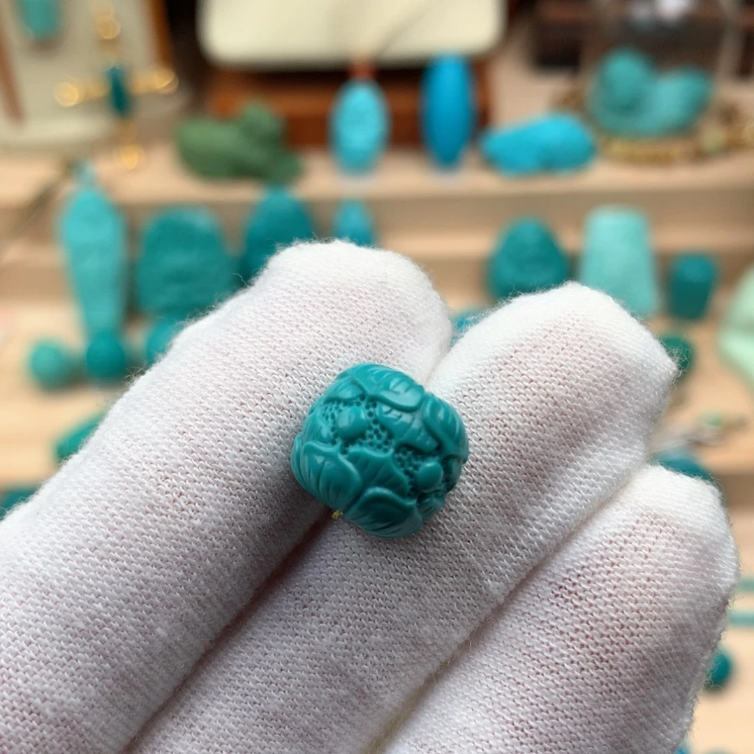 绿松石未镶嵌鼓珠卡12.5