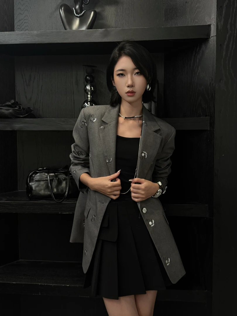 RISING&CLOUDS莎莎【天鹅】深圳百搭显瘦百搭长西装070458