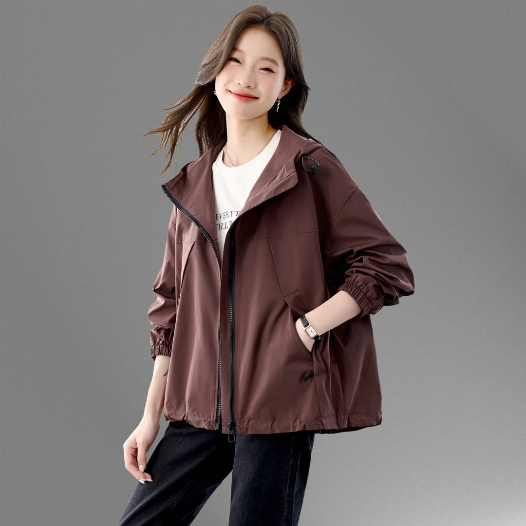 安可拉红外套女春秋2025新款小个子大码短款风衣时尚休闲夹克上衣