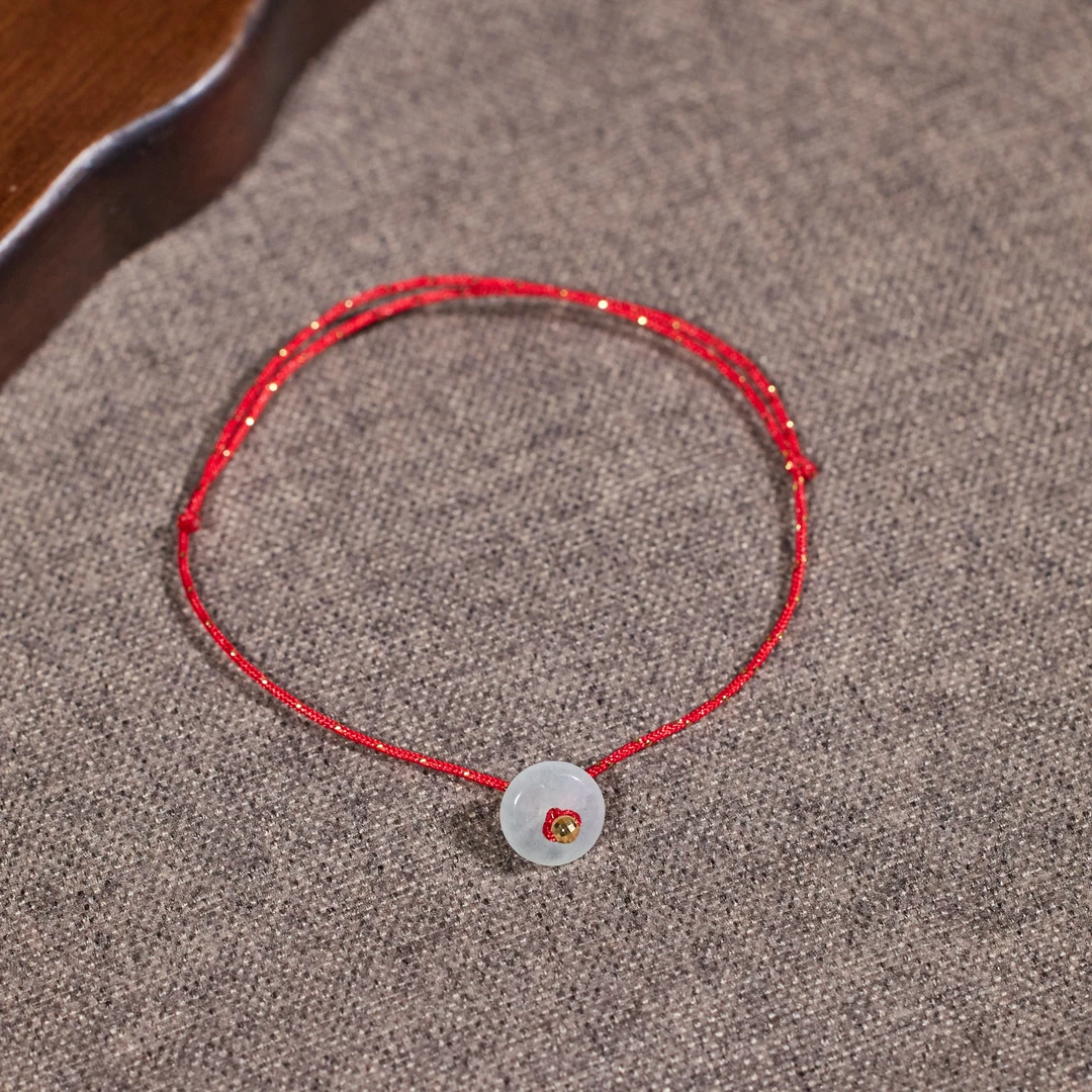 非遗好物分享【歪歪】18K翡翠平安扣手绳（多样性发一）N5839