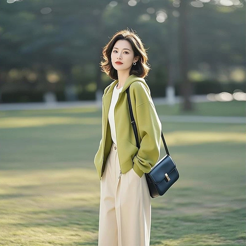 2025春秋季新款女士超火小个子短外套设计感百搭小众不撞款卫衣潮