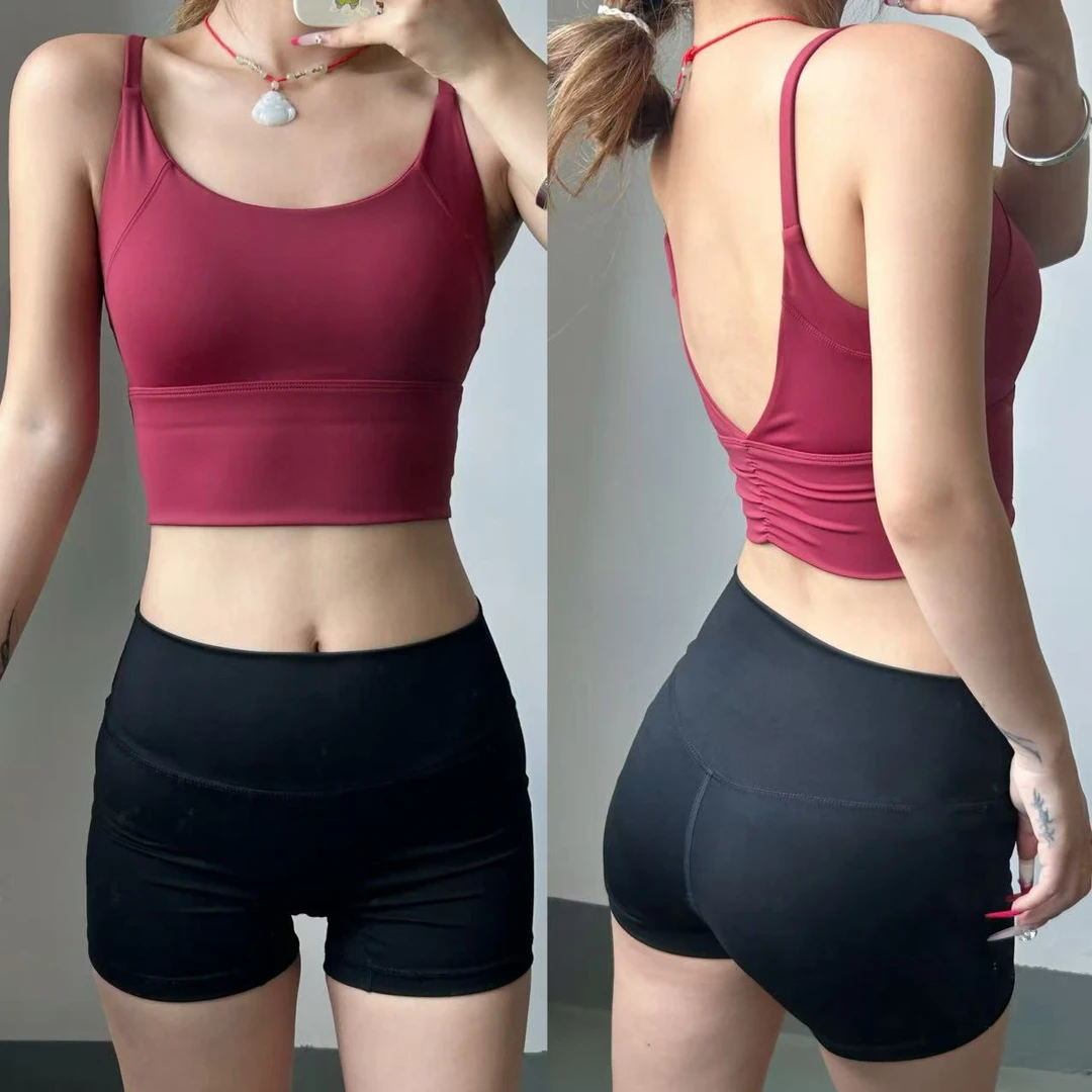 小吊带固定一体式运动内衣女美背聚拢瑜伽文胸跑步速干训练健身服