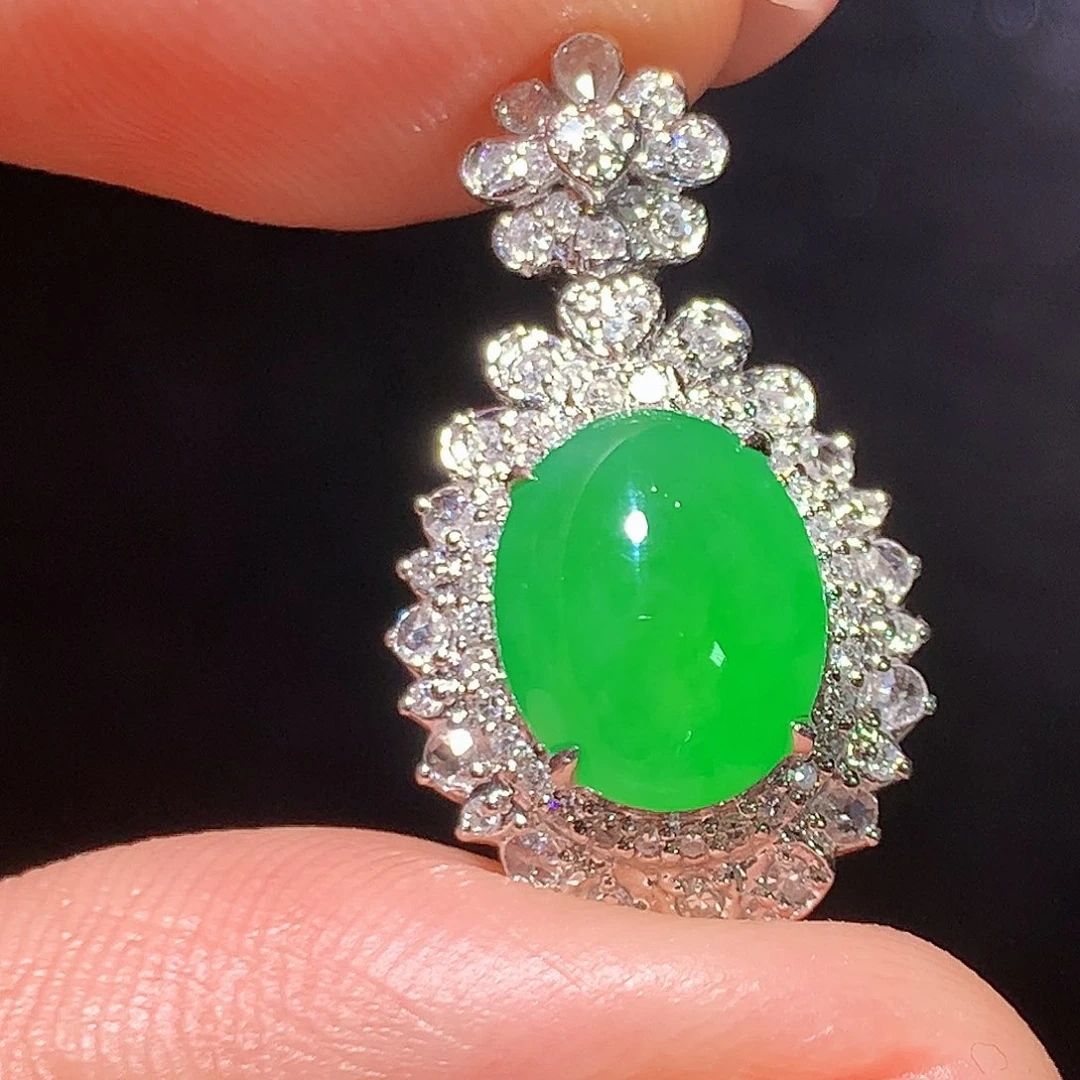 翡翠18K金镶嵌吊坠(不含链)