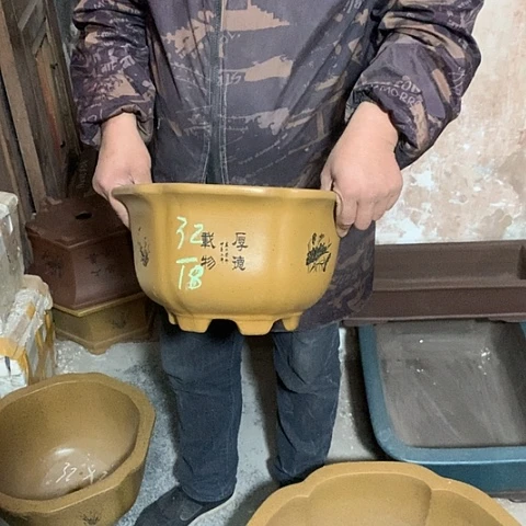 紫砂花盆手工制作