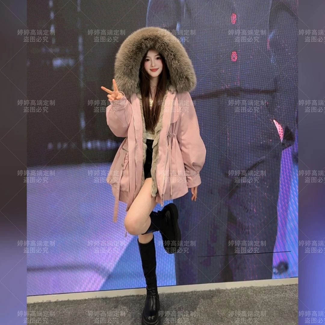 【嫦娥獭兔毛】獭兔毛内胆短款收腰显瘦休闲冬季女士派克服百搭用1