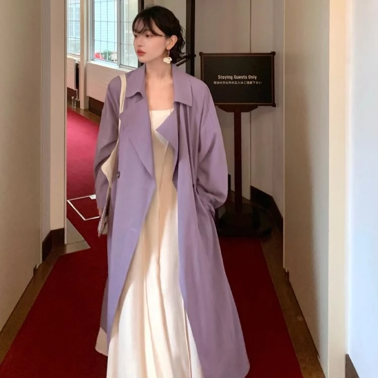 酒午自制2.10PM20点新品95折【寄春天】春款天丝长款翻领风衣外套