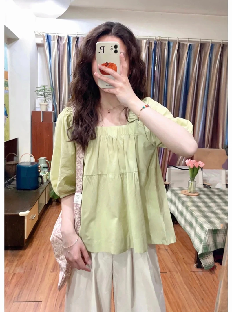 2025夏季新款韩系法式复古短袖衬衫女时尚遮肉显瘦休闲阔腿裤套装