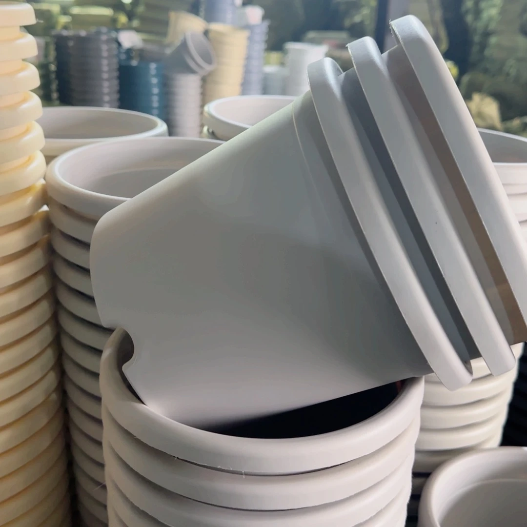 树脂四季盆3#无拖灰白10