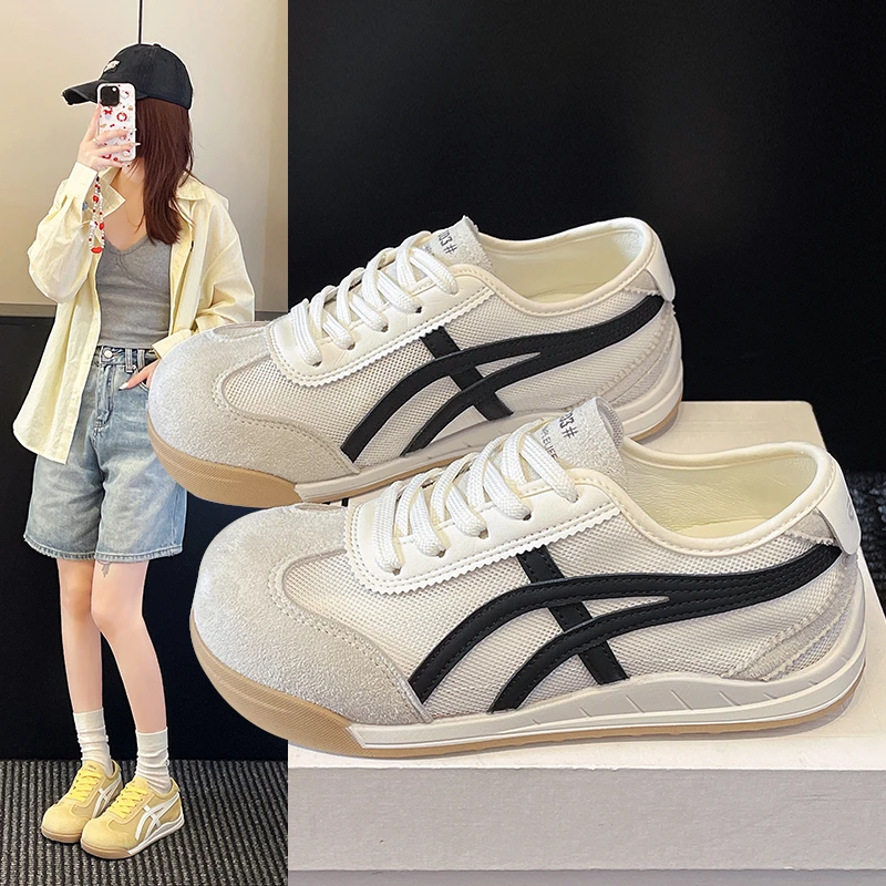 厚底德训鞋女2025夏季新款网面透气百搭小白鞋爆款休闲运动阿甘鞋