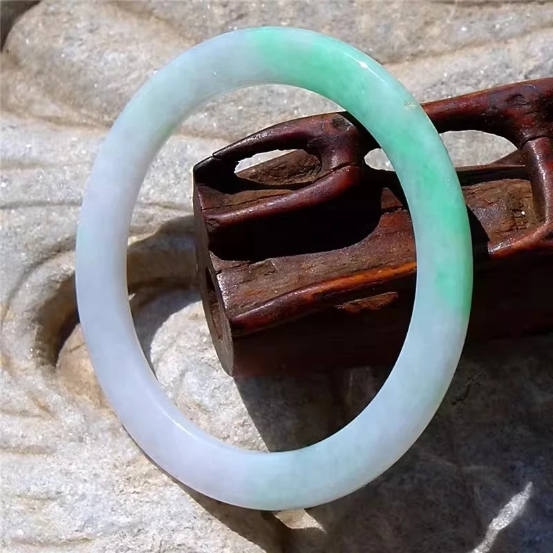 信一芳6772天然A货缅甸老坑正阳绿翡翠扁条手镯子民国支持复检54