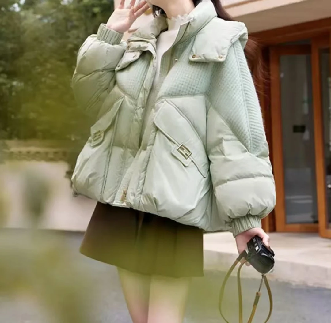 401-450冬季加厚短款保暖新款韩版时尚百搭棉服羊羔绒大码外套