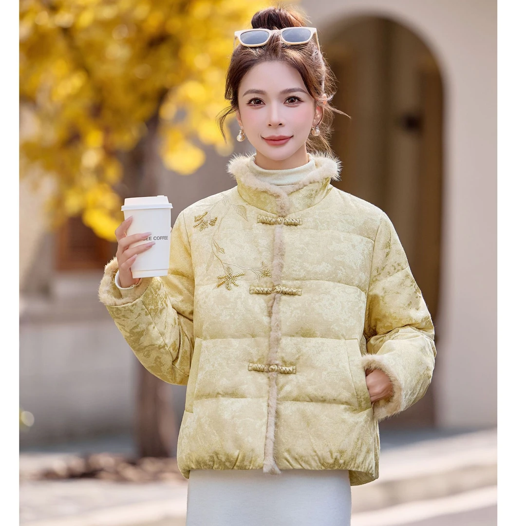 柏菲妮时尚休闲短款新中式羽绒服外套女装2025新款冬装轻薄年轻款