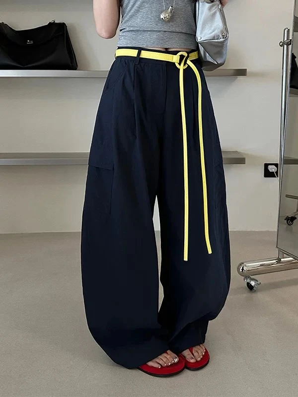 【8806】大#高腰褶皱宽松休闲裤