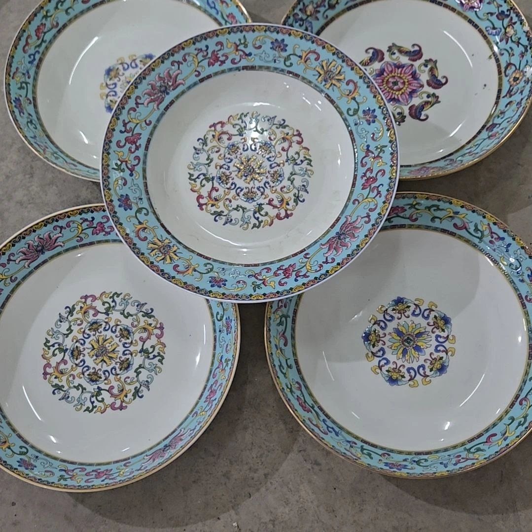 碗大瑕珐琅彩8寸5个深盘6666666