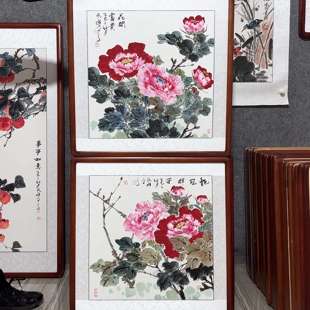 国画书画作品带框63×63