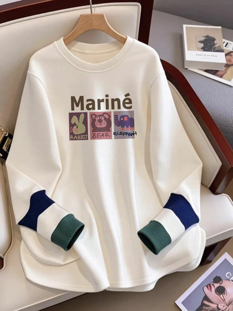 德绒打底衫女中长款秋冬2025新款内搭白体恤宽松大码加绒加厚上衣