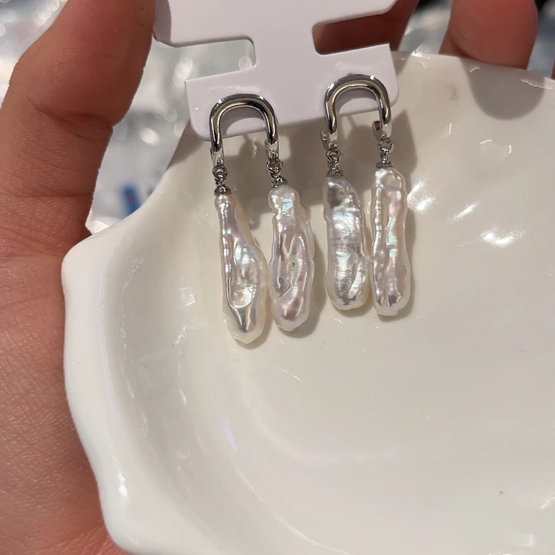 合金淡水珍珠耳饰