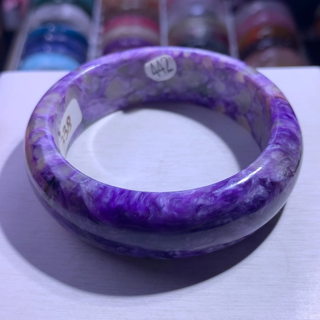 水晶手镯银S925镶嵌紫龙晶58.2圈442