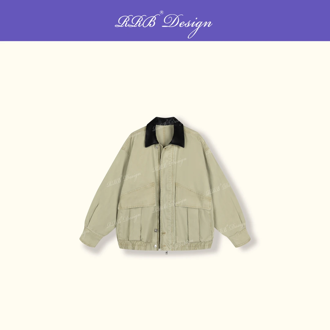 RRB Design 「轻复古」100棉怀旧洗水拼接设计感百搭翻领外套