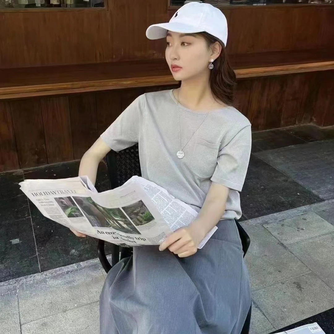 阿家正品活动短袖冰丝百搭蛋白空调针织衫 5399423-1T32531-005