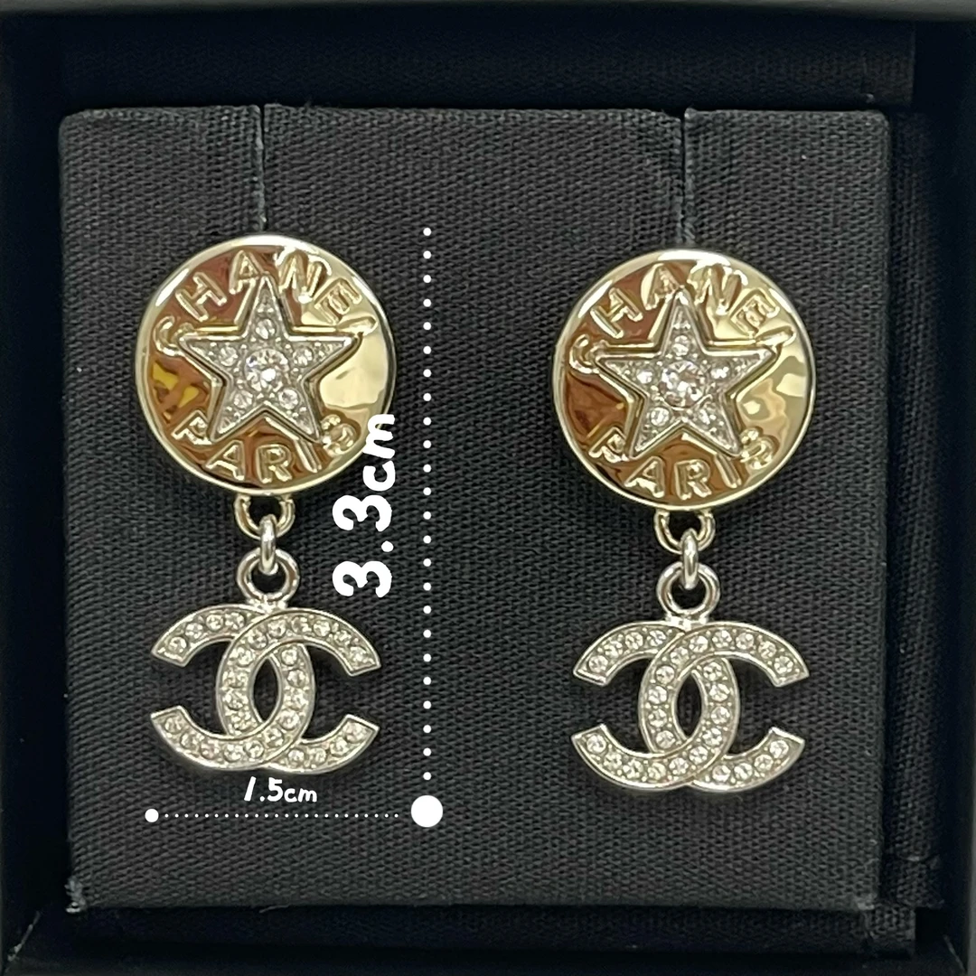 未使用 Chanel/香奈儿 25A金色镭射双C吊坠 耳钉