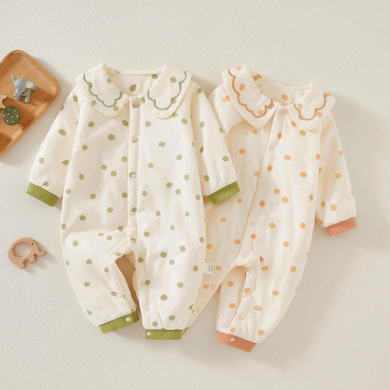 童泰【断码】婴儿秋装薄款夹棉哈衣爬服宝宝衣服新生儿连体衣婴童婴