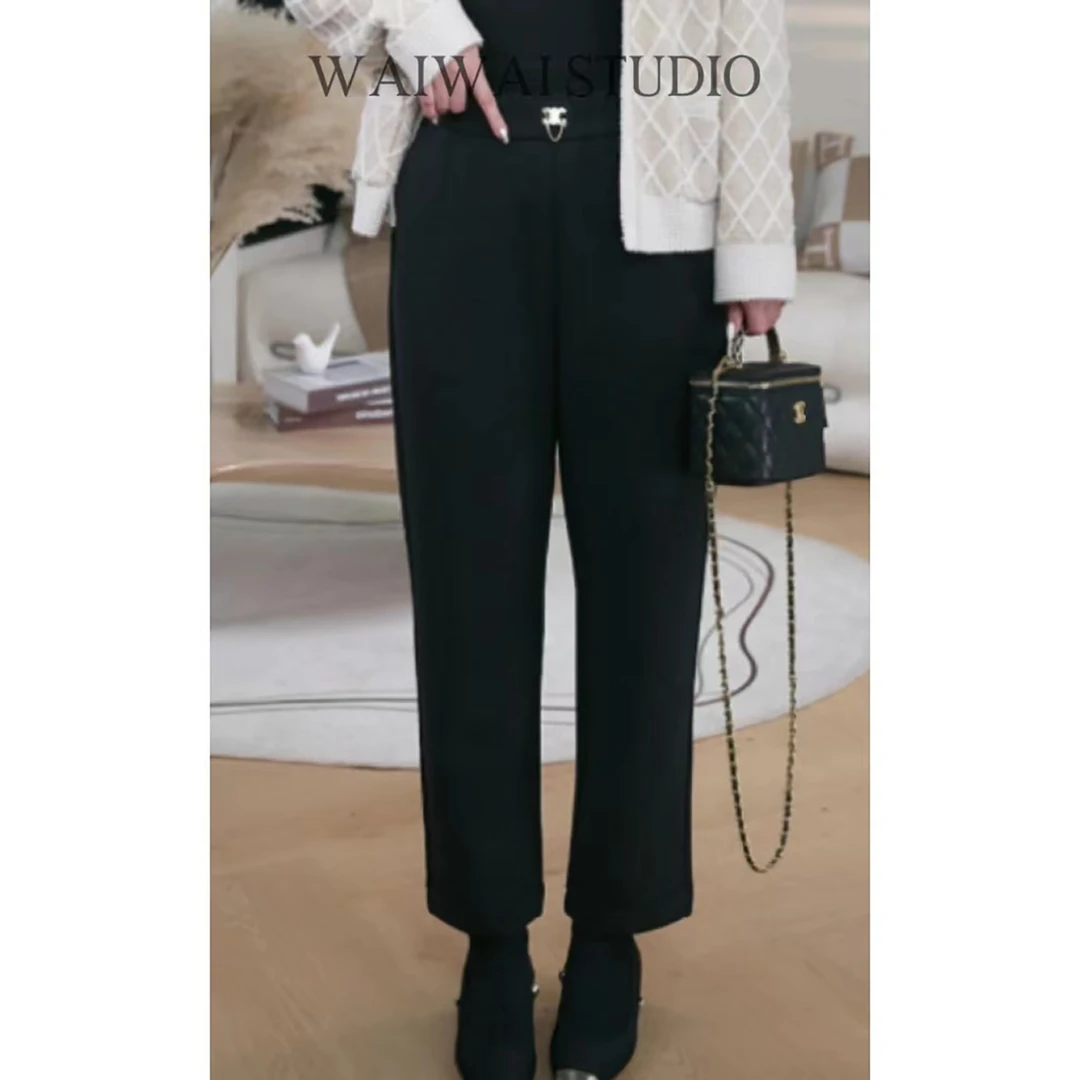 【优雅都市】醋酸绵羊毛优雅九分显瘦烟管裤23666