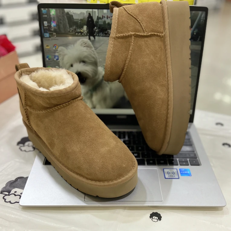 6109 厚底增高雪地靴女冬保暖短筒棉靴厚底时尚百搭款