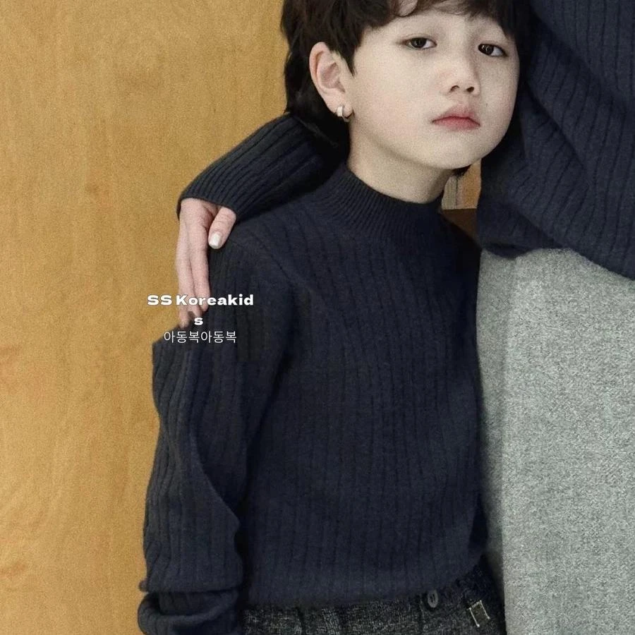韩国童装男童羊毛打底衫2025新儿童羊绒衫秋冬季女童毛衣精品0111