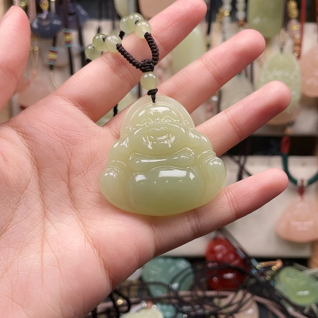 石英质玉合金颈饰43湖水绿 佛 七颗顶珠