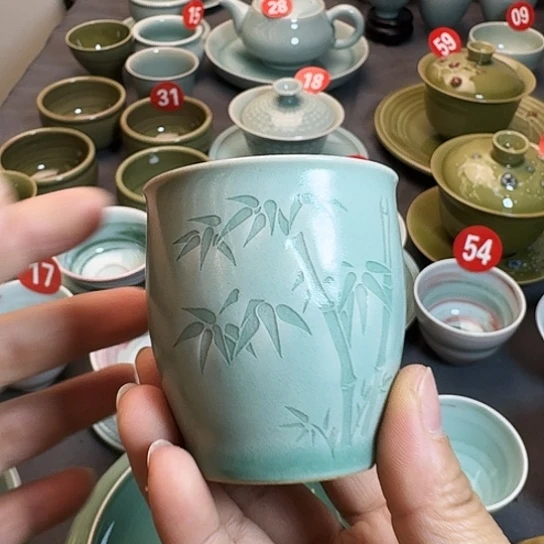 龙泉青瓷竹子杯微瑕