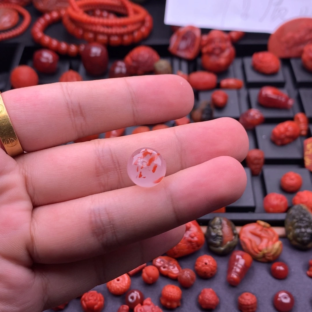 南红玛瑙未镶嵌南红原矿冰飘老型珠12.7mm