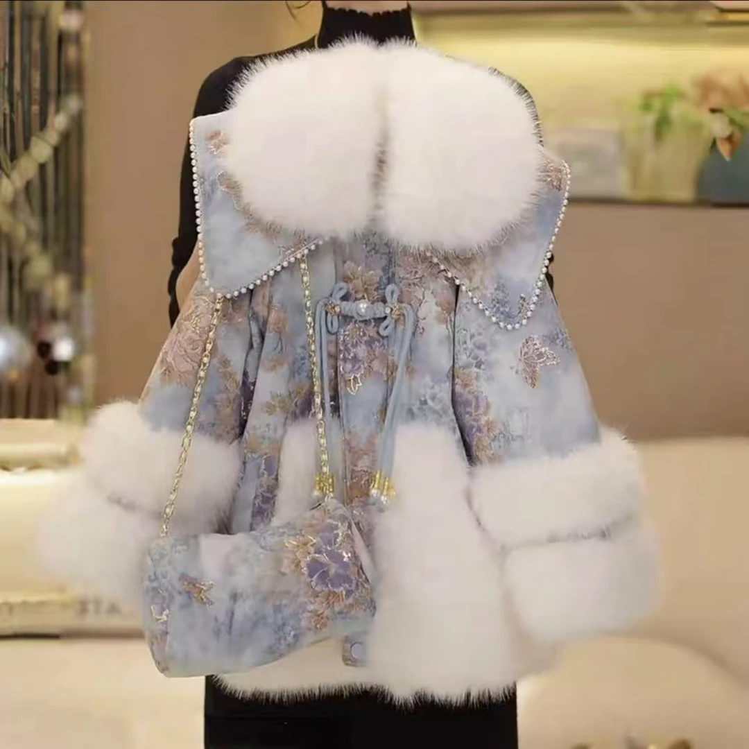 （极寒系列）2025女童冬季高端新中式国风烫金提花盘扣拜年棉服