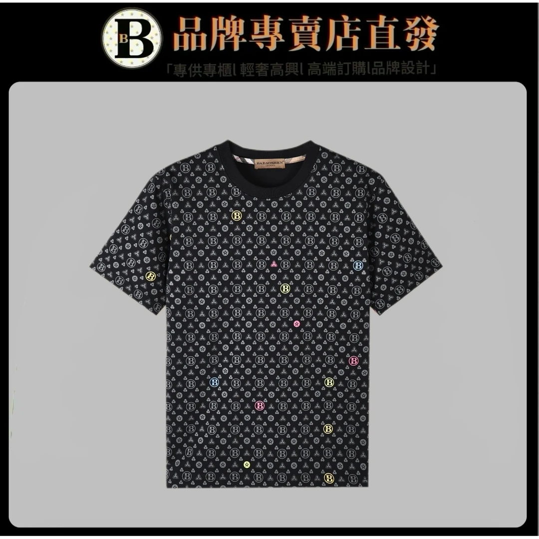 【6669-G7-】夏季圆领短袖T恤男士印花半袖宽松印花上衣百搭轻奢