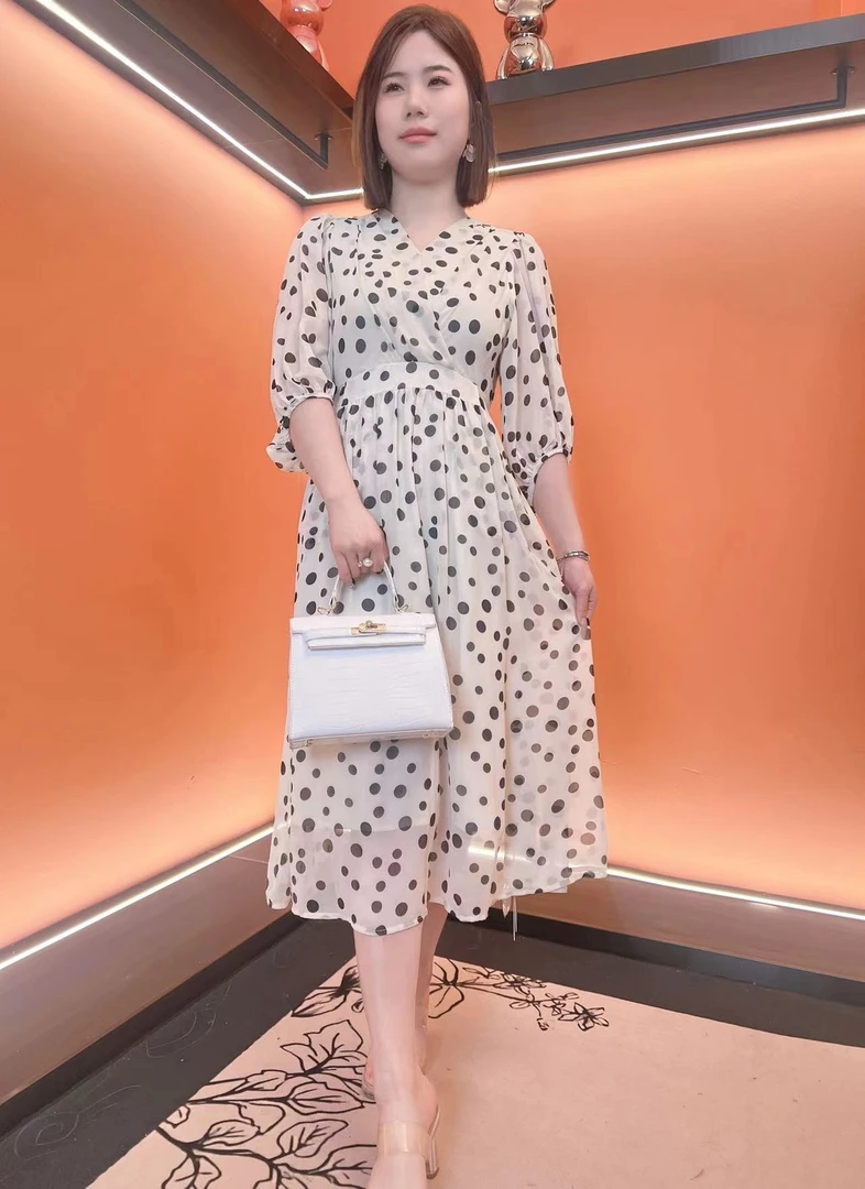 【波点】夏款气质碎花女装波点连衣裙2502
