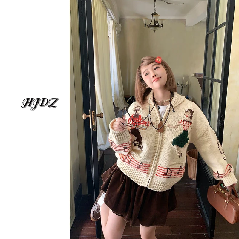 韩国东大门韩代2025春装新款软糯复古针织开衫女冬粗针毛衣短外套