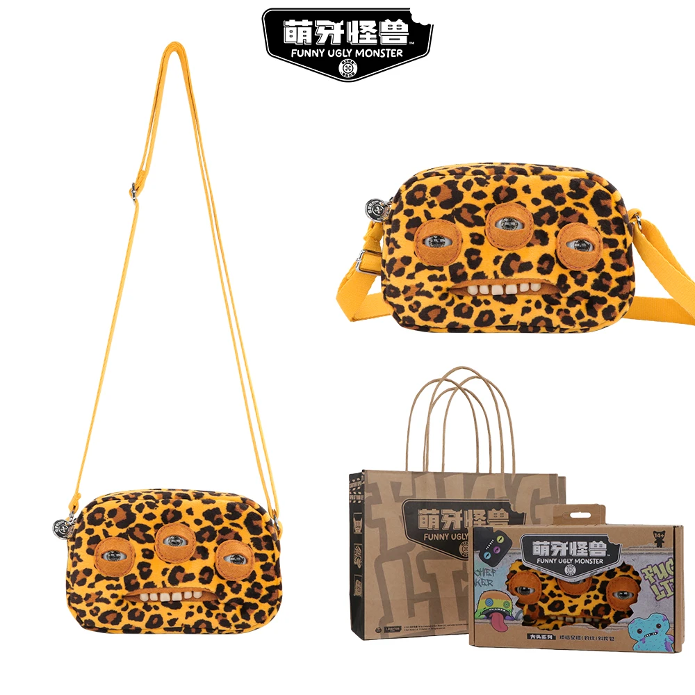 萌牙怪兽毛绒斜挎包放克牙宝公仔包冬季毛绒包圣诞新年礼物送女友