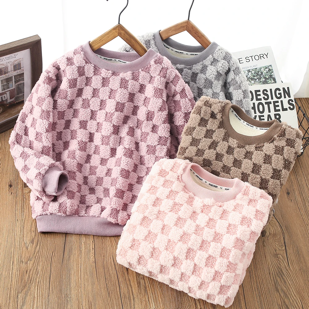 【断码清仓】儿童男女童毛绒圆领百搭加绒加厚卫衣YH