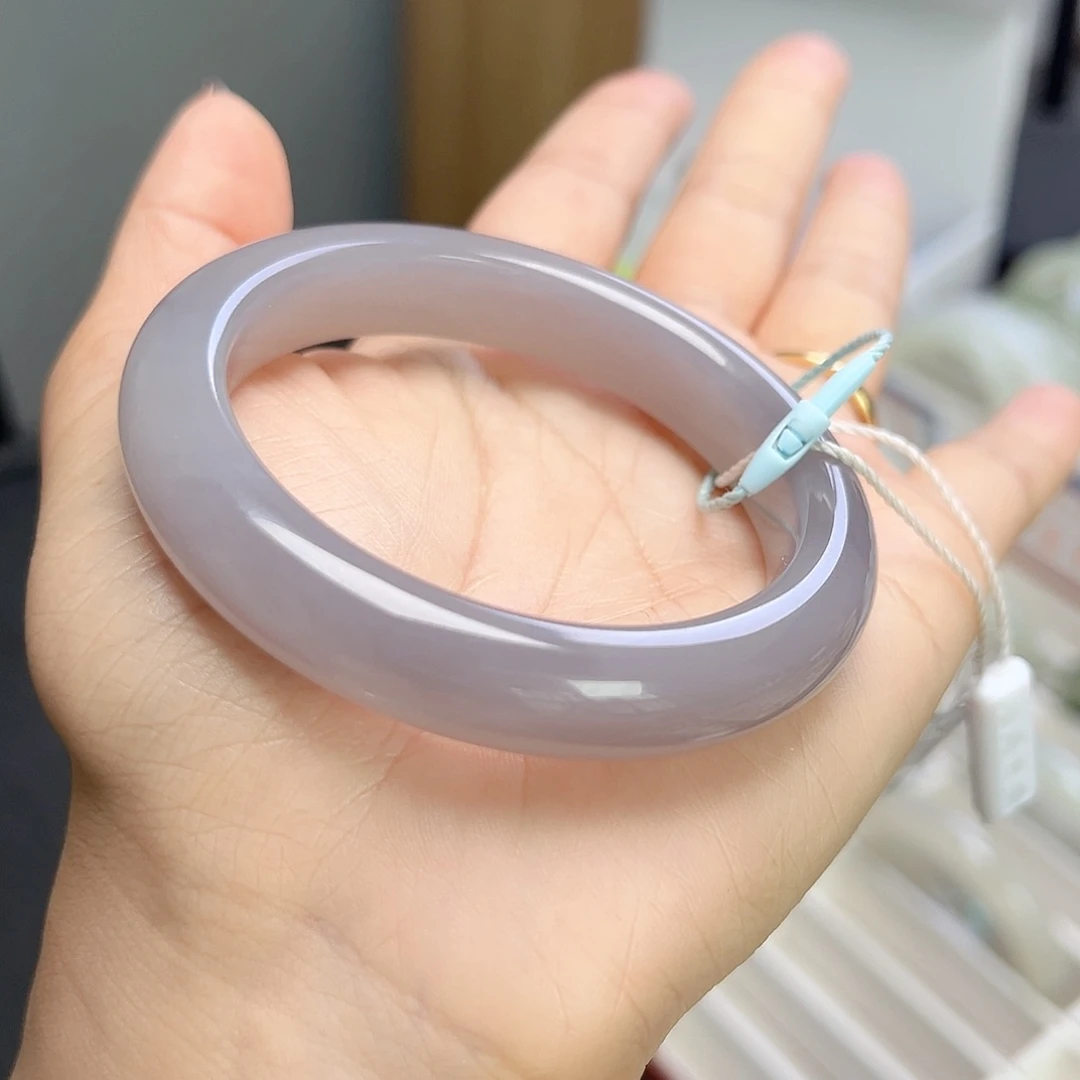 和田玉未镶嵌手镯冰烟紫