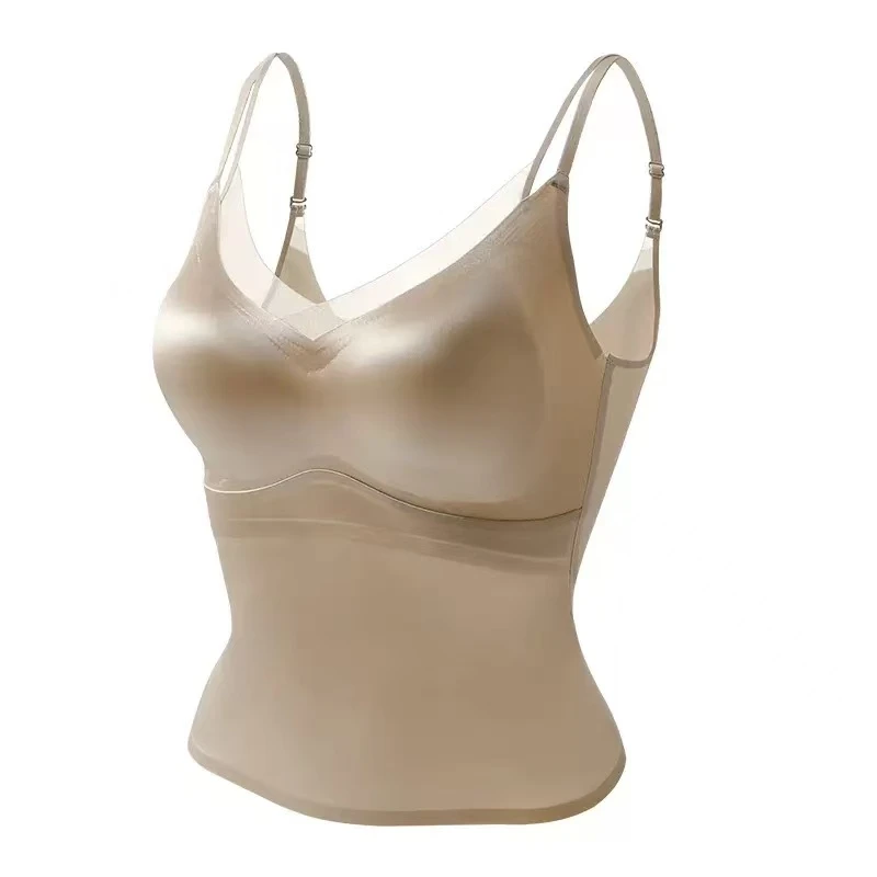 二合一夏季加绒美背背心内搭桑蚕丝打底吊带女外穿辣妹大码上衣