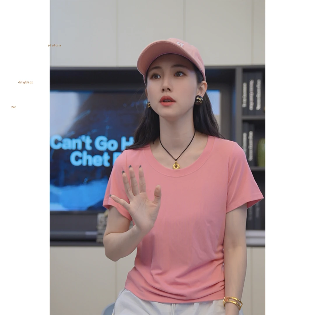 小乖逃D简约瑜伽T设计师白色T恤短袖休闲圆领纯色百搭529显瘦