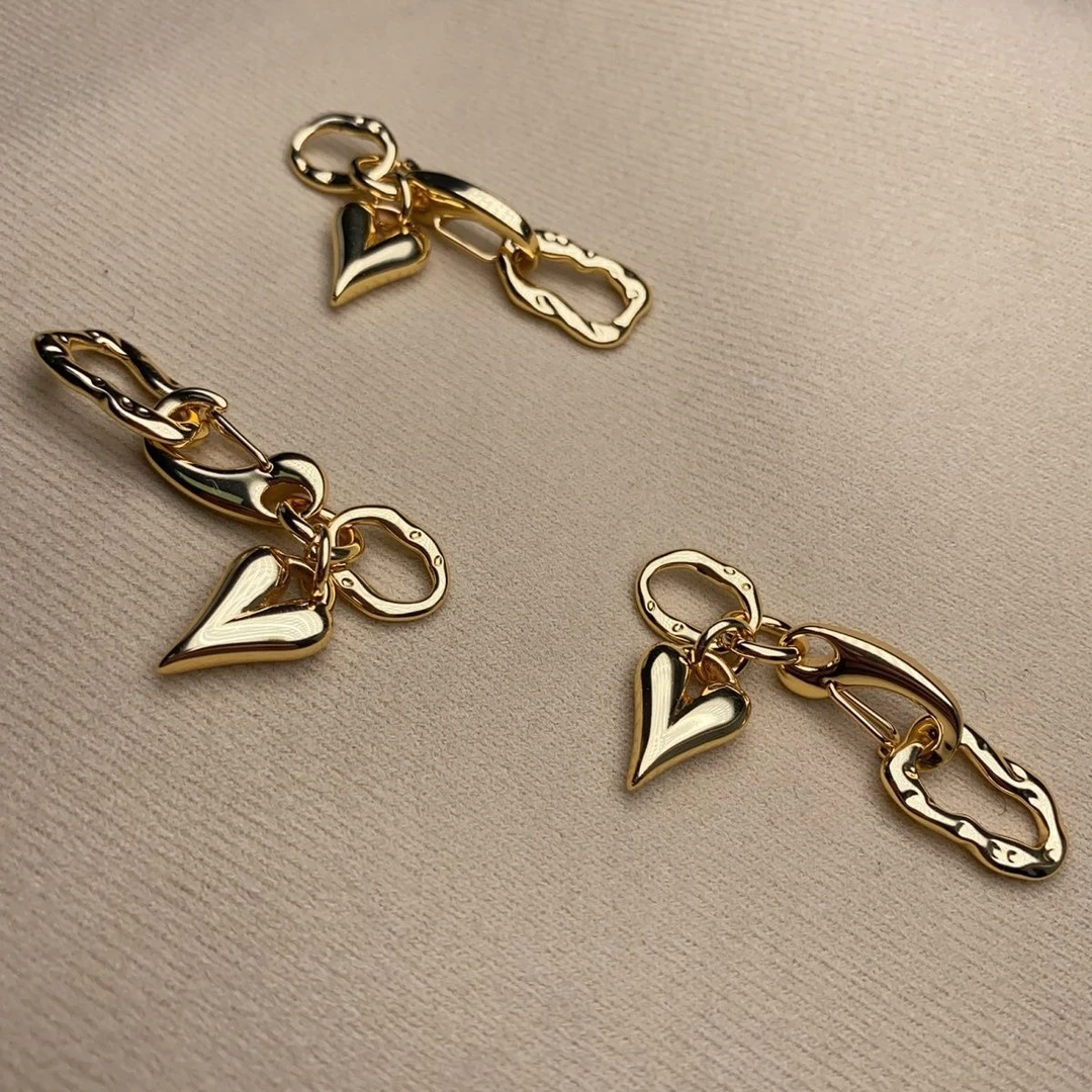 【钛钢精雕】真空镀真金色不褪色爱心形链条搭配水晶手链diy配件