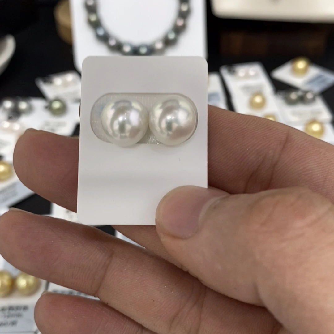 银S925镶嵌耳饰海水珍珠