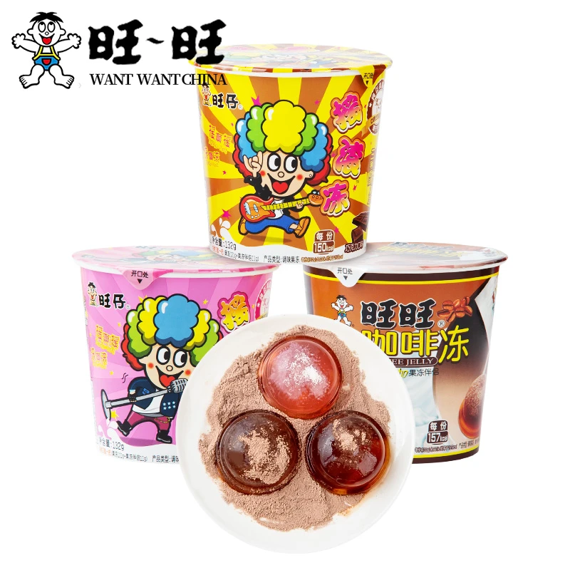 旺仔摇滚冻咖啡冻茶冻旺旺巧克力草莓果冻伴侣儿童休闲小吃零食品
