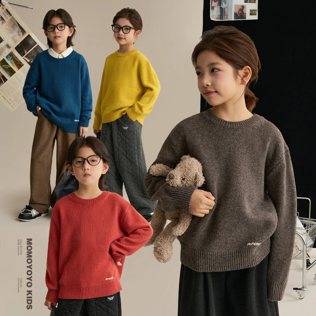 【愉悦感】儿童圆领毛衣秋冬字母刺绣保暖亲子装针织衫8955D